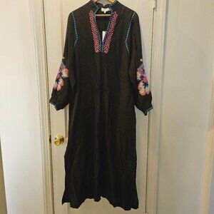 Black linen maxi dress